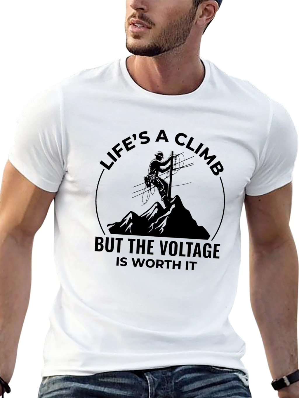 Lifes a Climb T-Shirt - Lineman Design