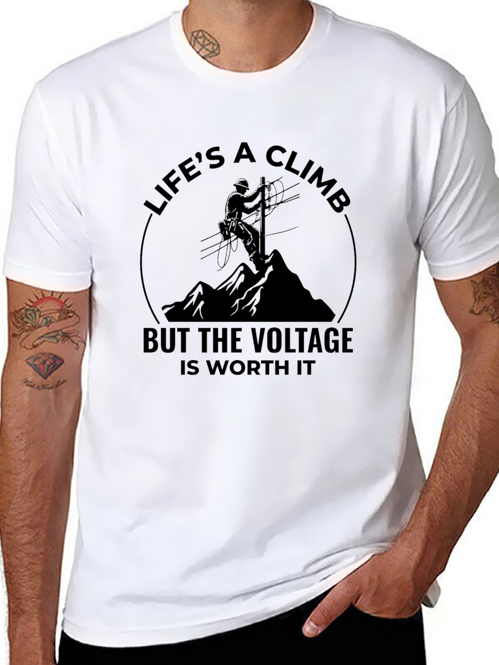 Lifes a Climb T-Shirt - Lineman Design