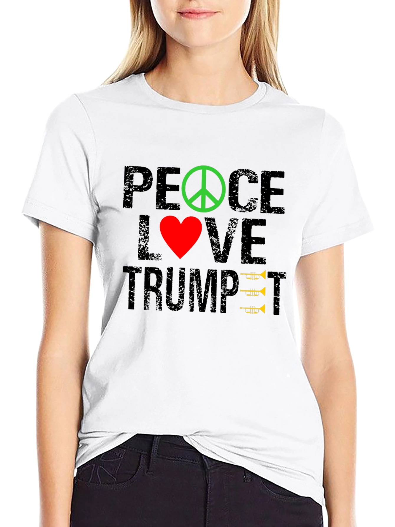 Peace Love Trumpet T-Shirt - Music Lover Tee