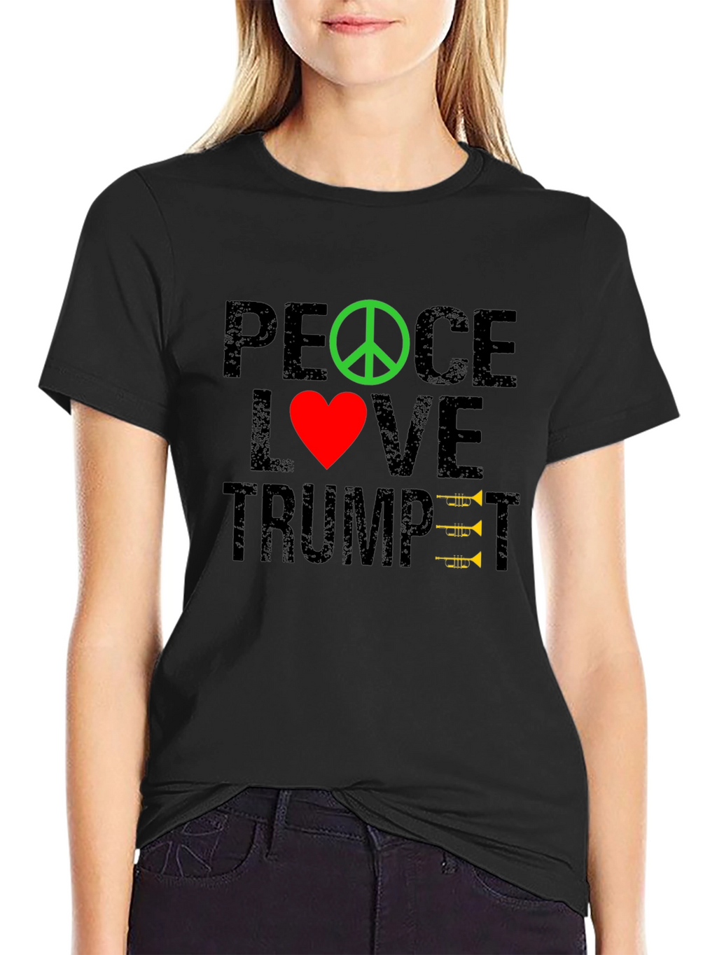 Peace Love Trumpet T-Shirt - Music Lover Tee