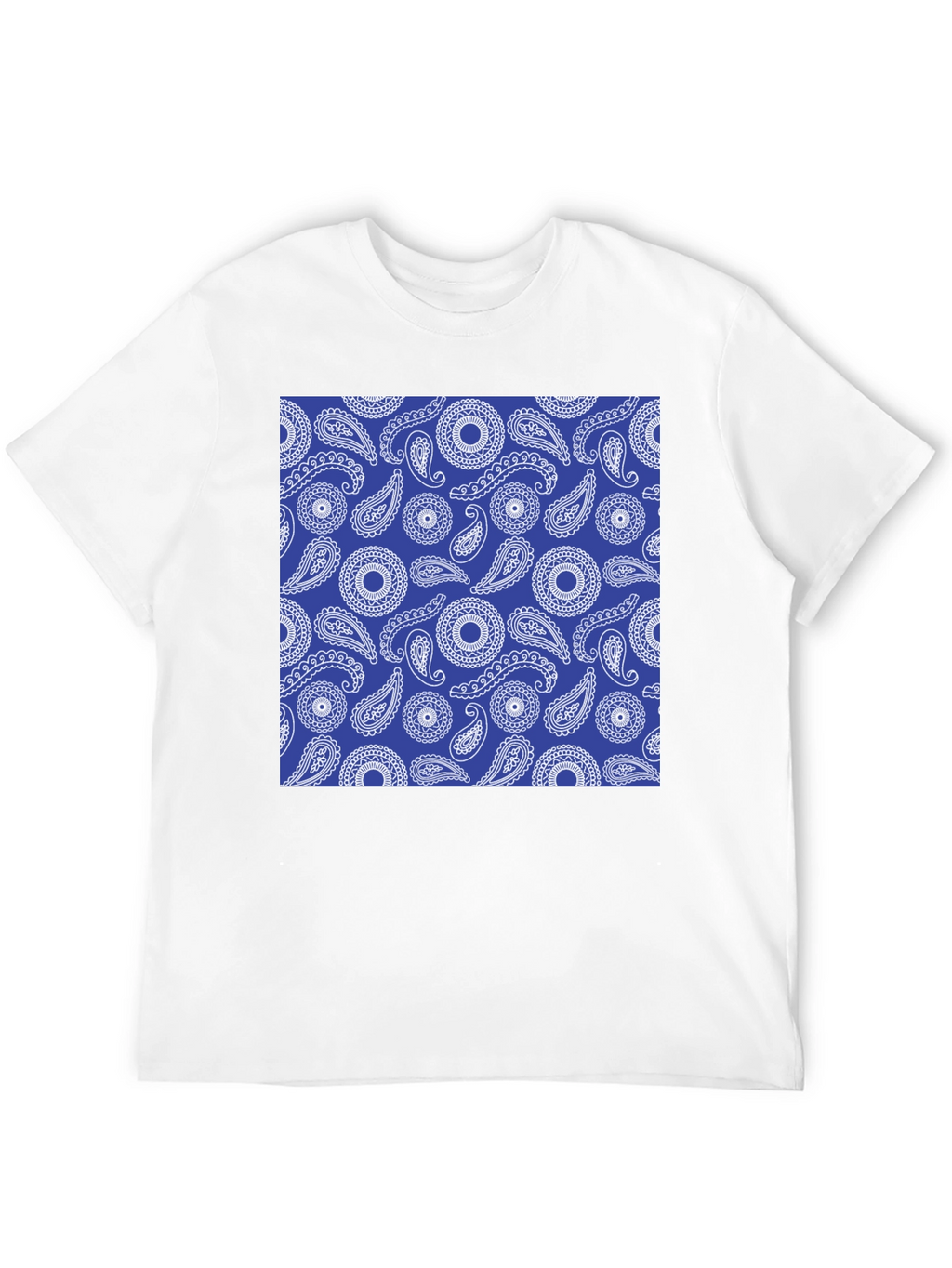 Paisley Pattern Black Crewneck T-Shirt