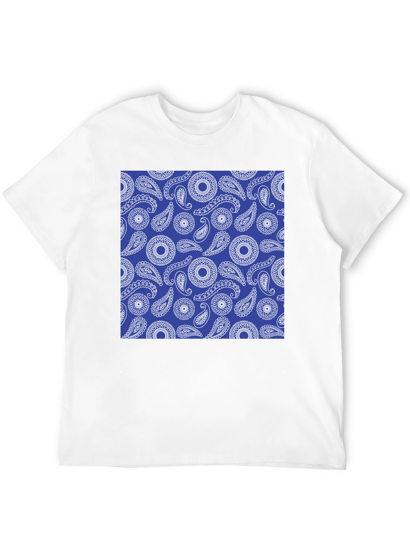 Paisley Pattern Black Crewneck T-Shirt
