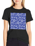 Paisley Pattern Black Crewneck T-Shirt