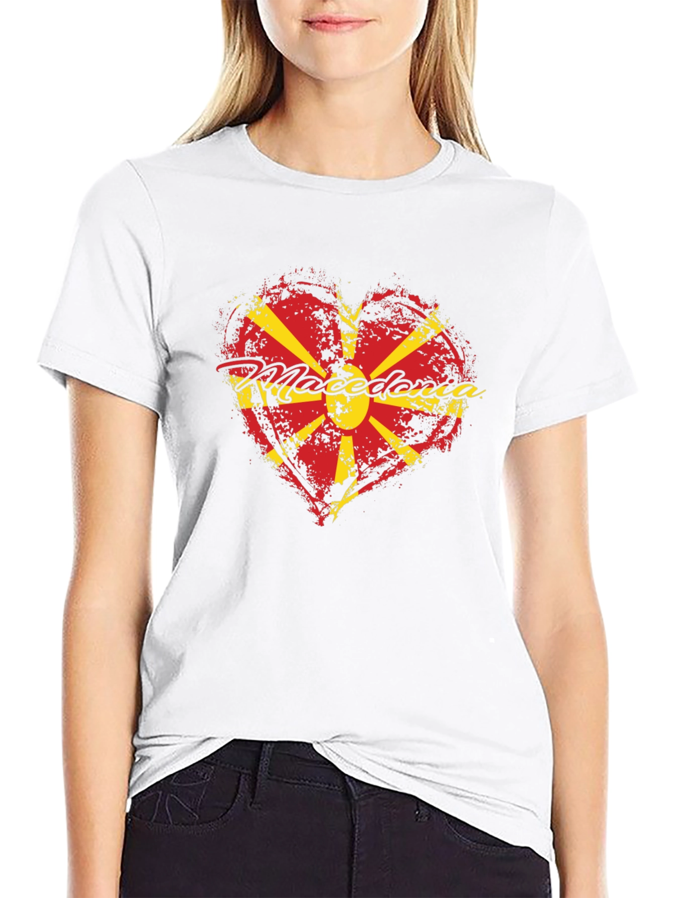 Macedonia Heart Flag T-Shirt - Black
