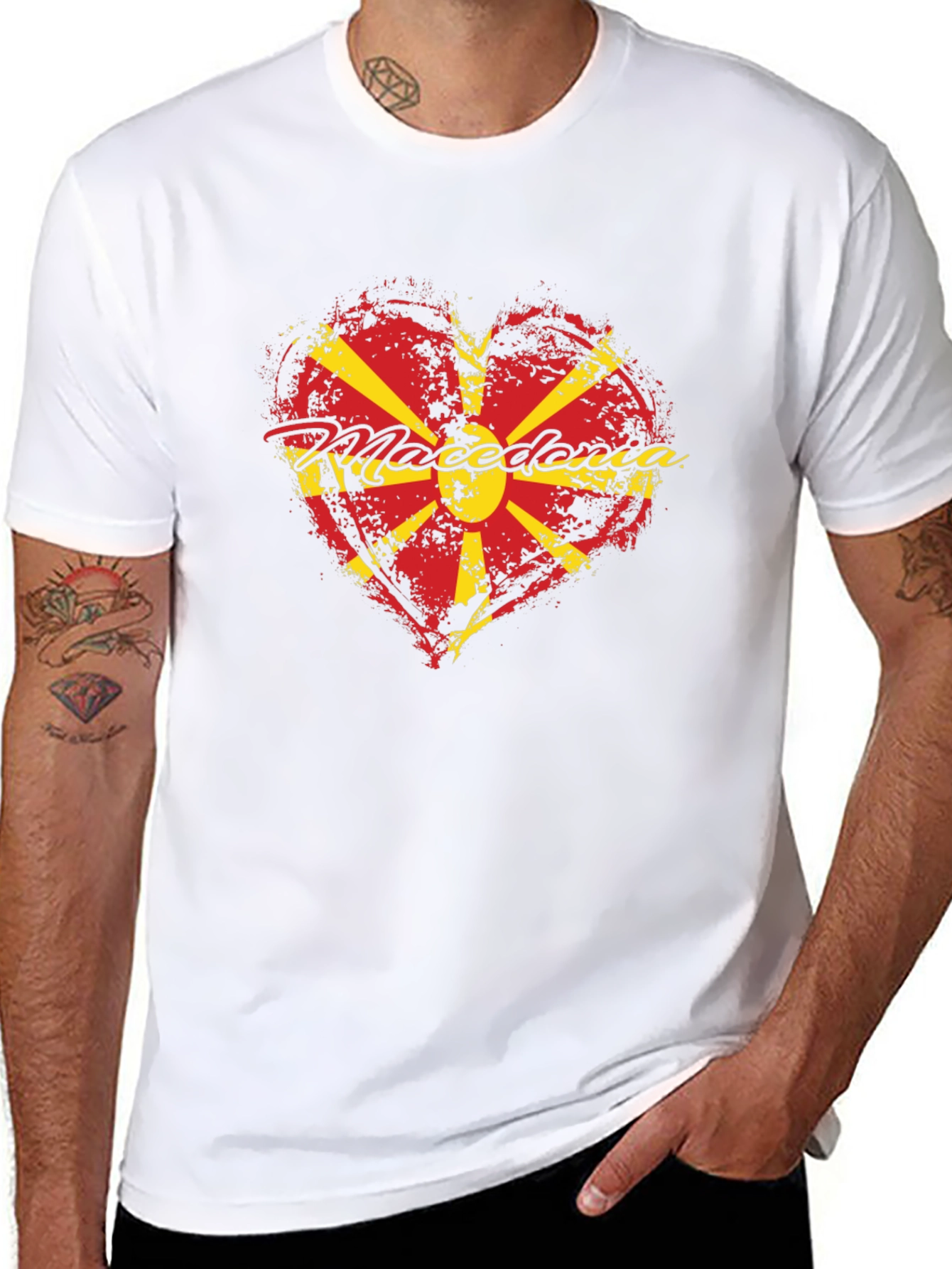 Macedonia Heart Flag T-Shirt - Black