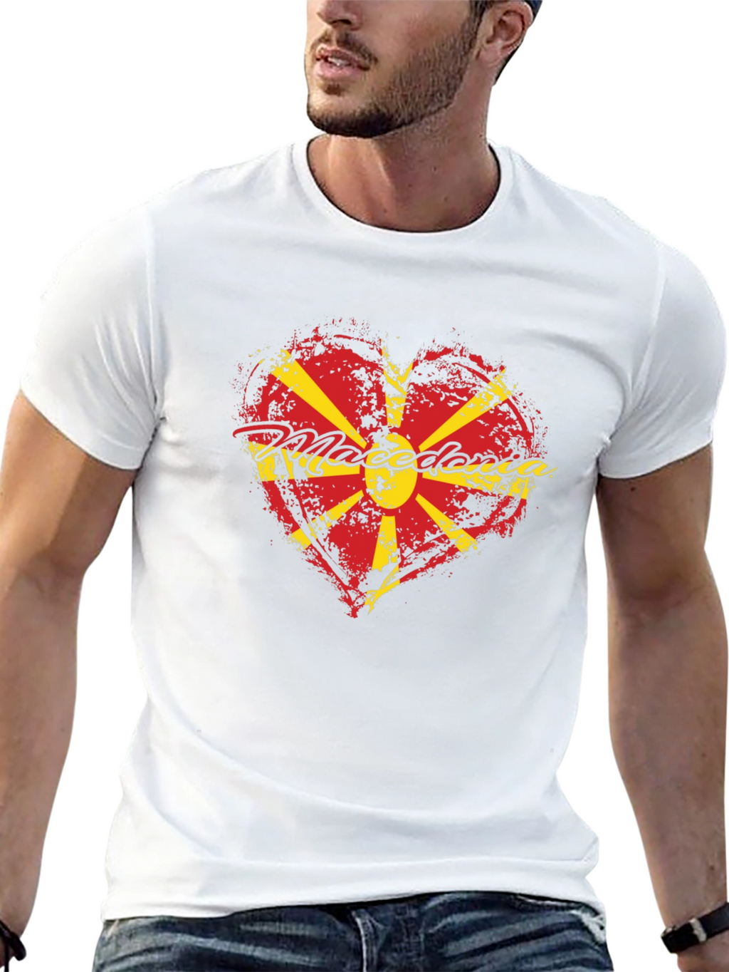 Macedonia Heart Flag T-Shirt - Black