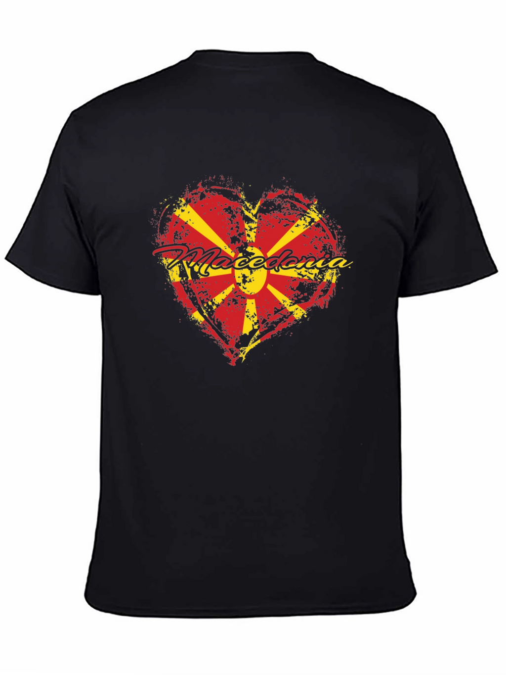Macedonia Heart Flag T-Shirt - Black