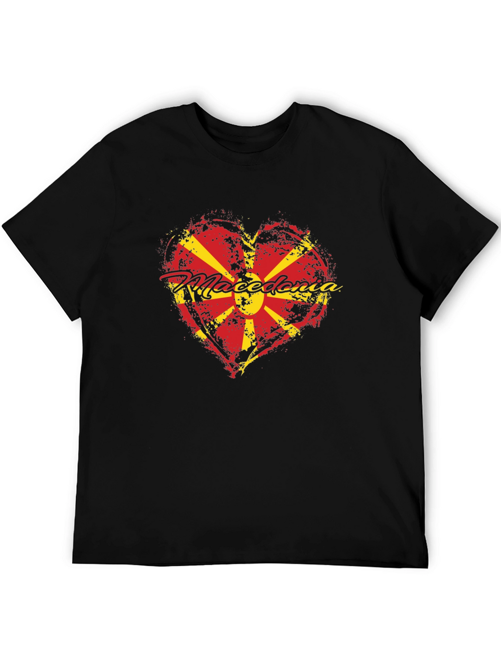 Macedonia Heart Flag T-Shirt - Black