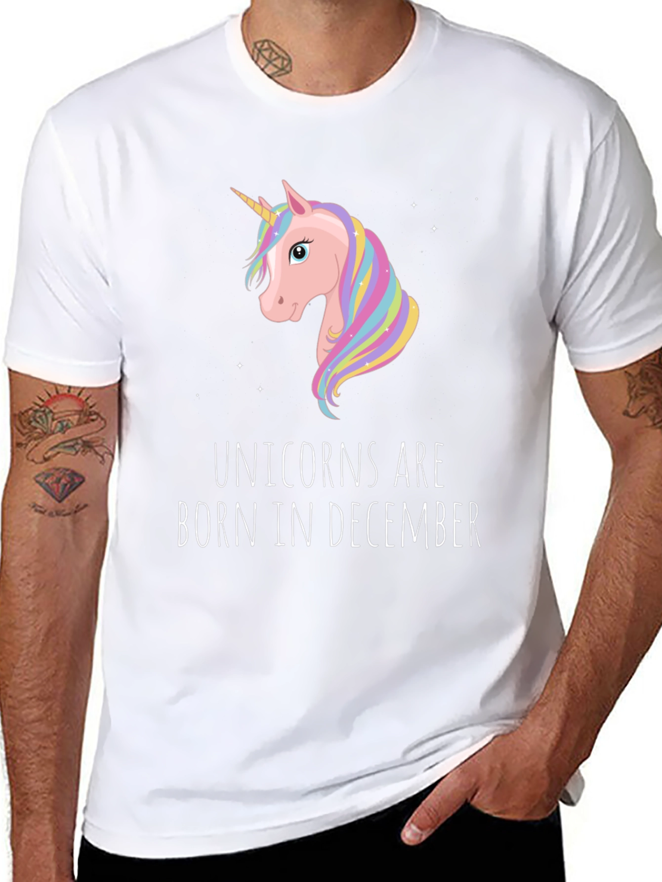 Unicorn Birthday Shirt - Born in December Black Tee