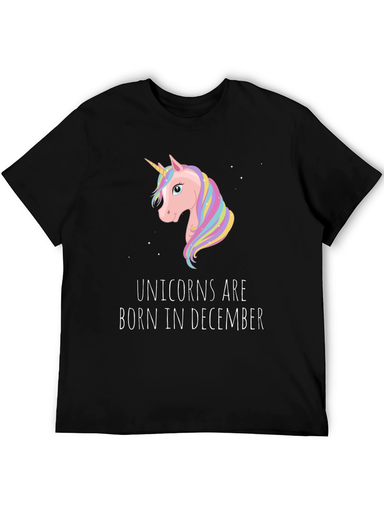 Unicorn Birthday Shirt - Born in December Black Tee