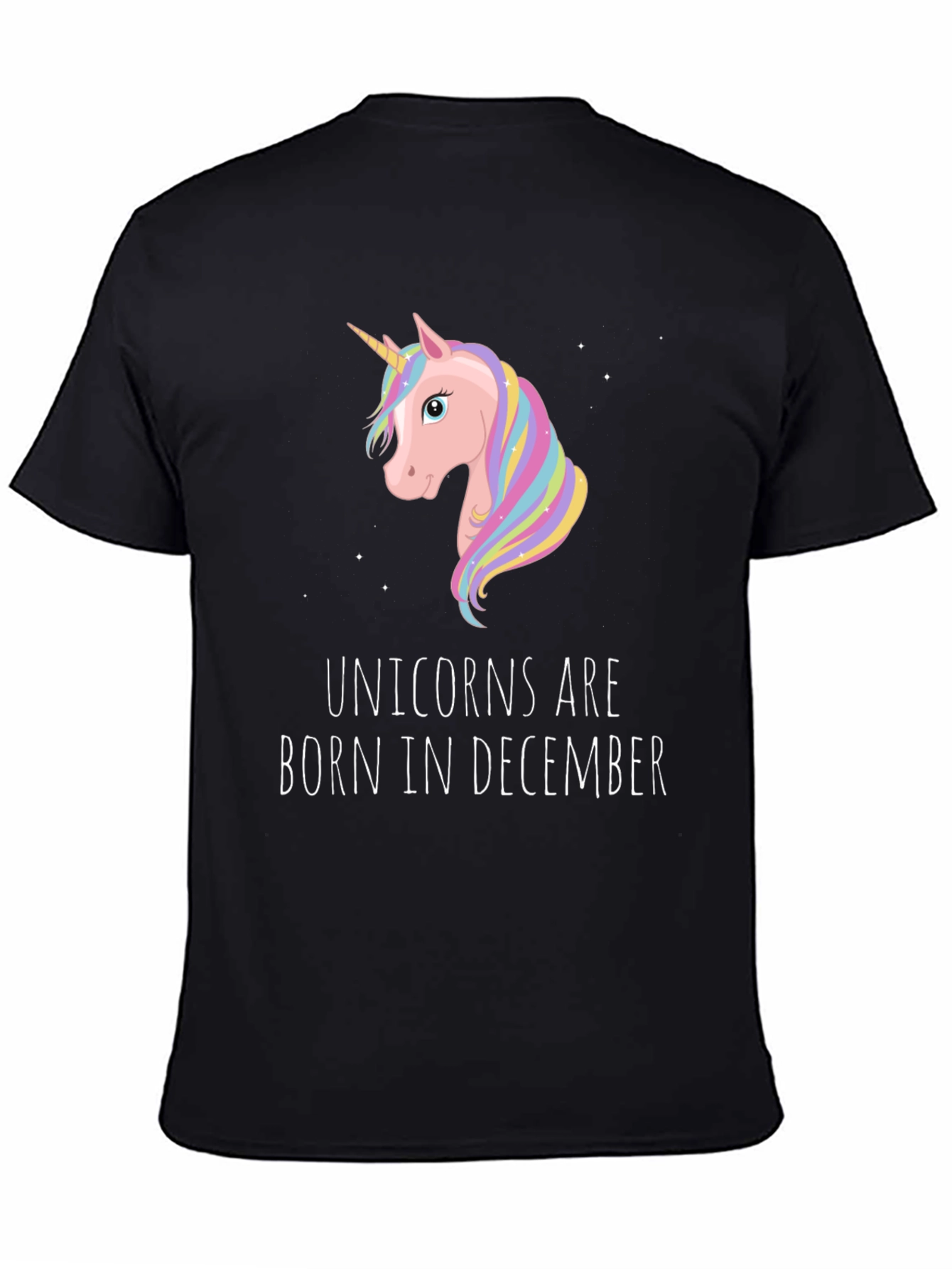 Unicorn Birthday Shirt - Born in December Black Tee