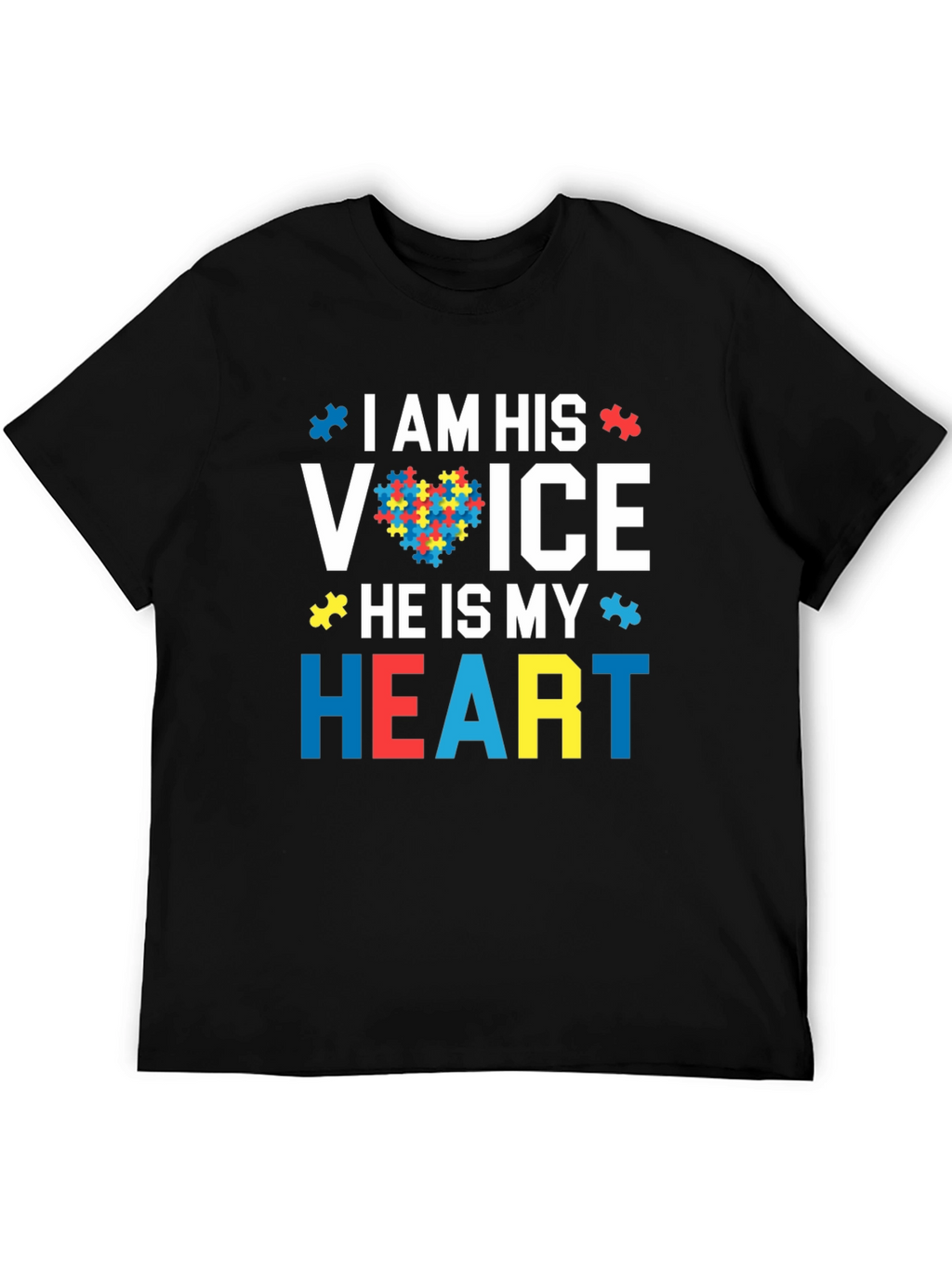Autism Awareness Heart T-Shirt - I Am His Voice