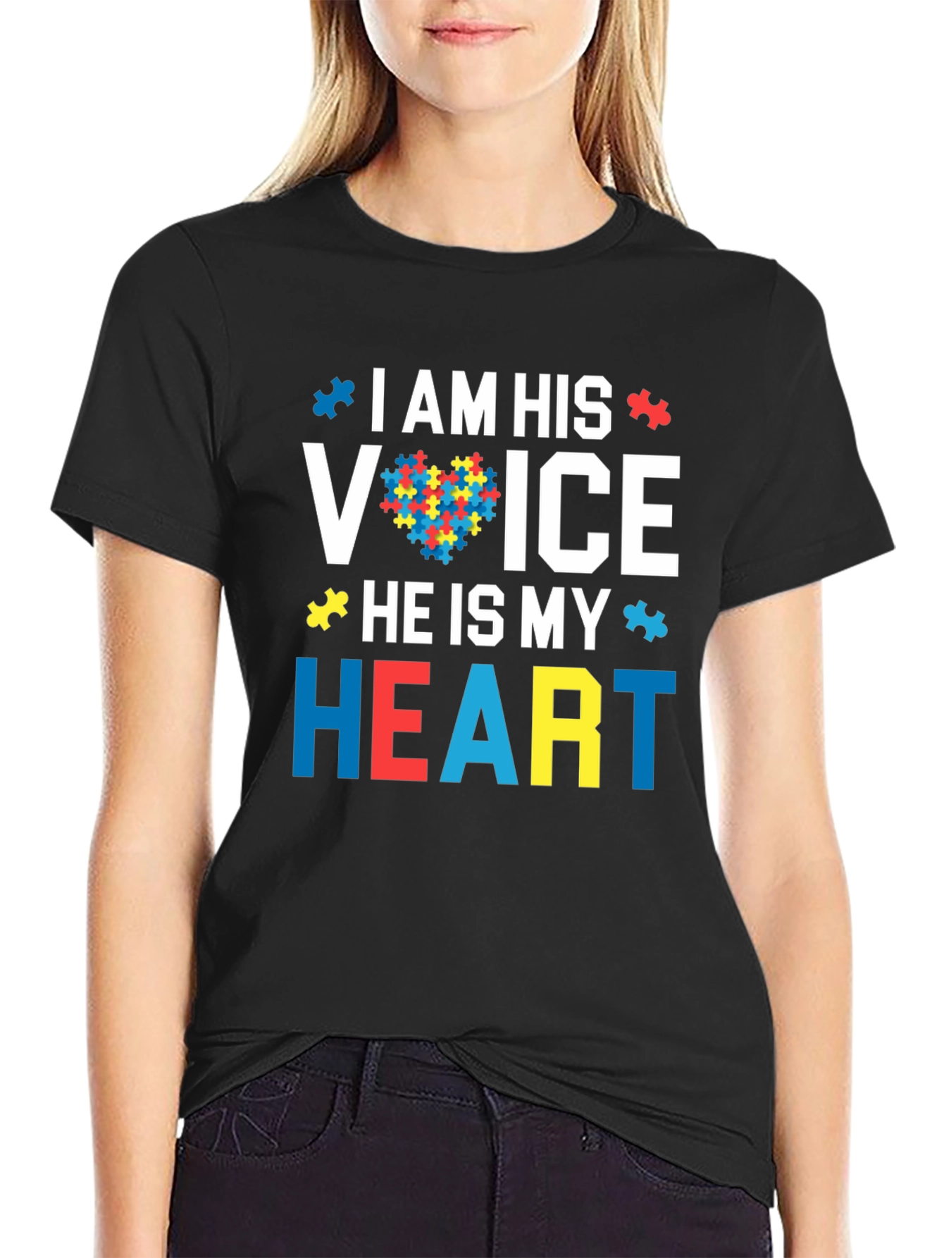 Autism Awareness Heart T-Shirt - I Am His Voice