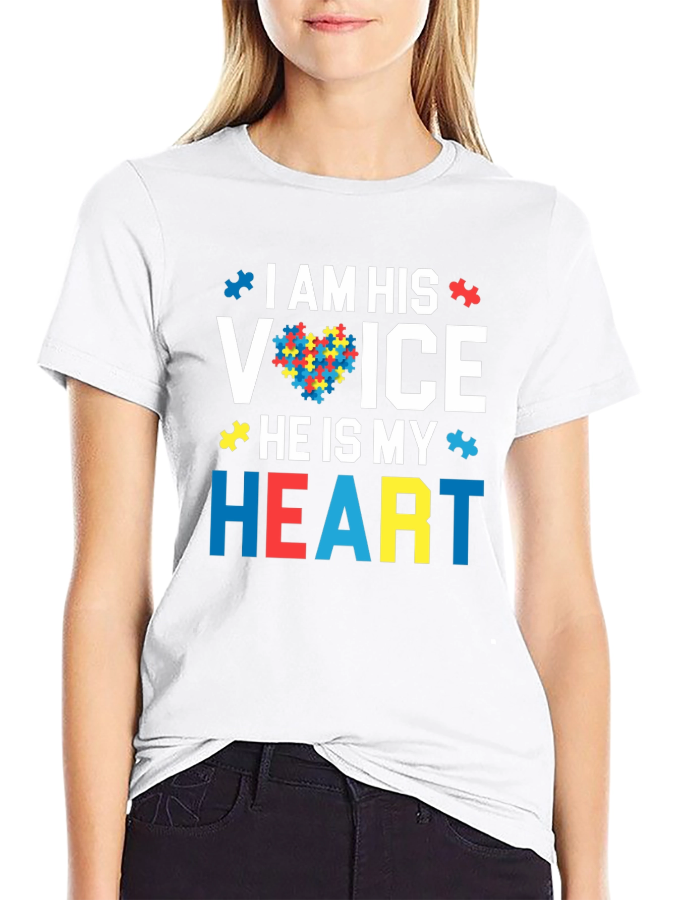 Autism Awareness Heart T-Shirt - I Am His Voice