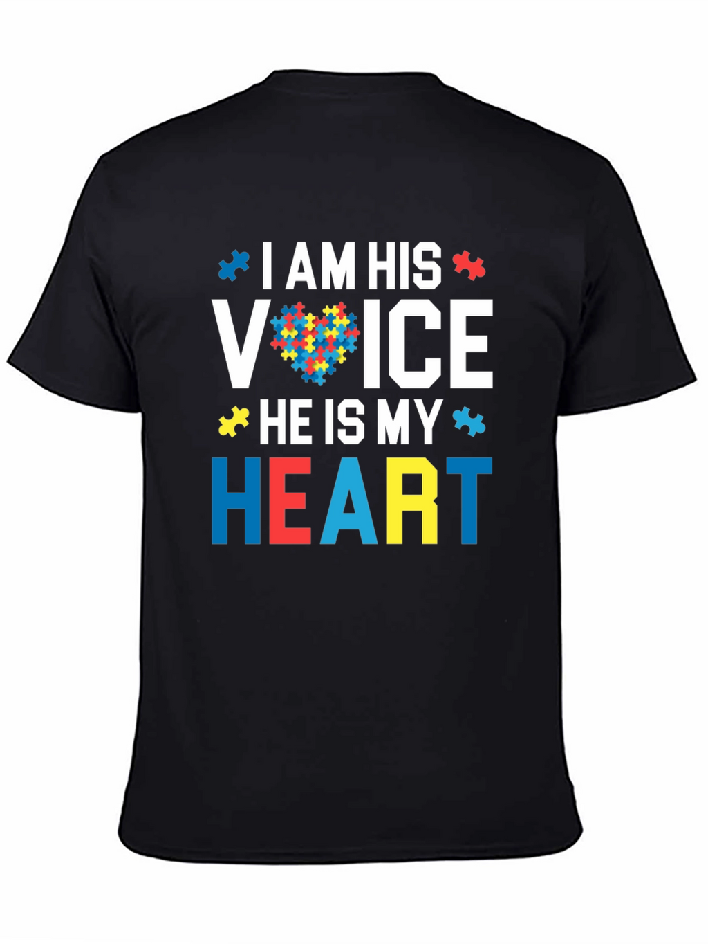 Autism Awareness Heart T-Shirt - I Am His Voice