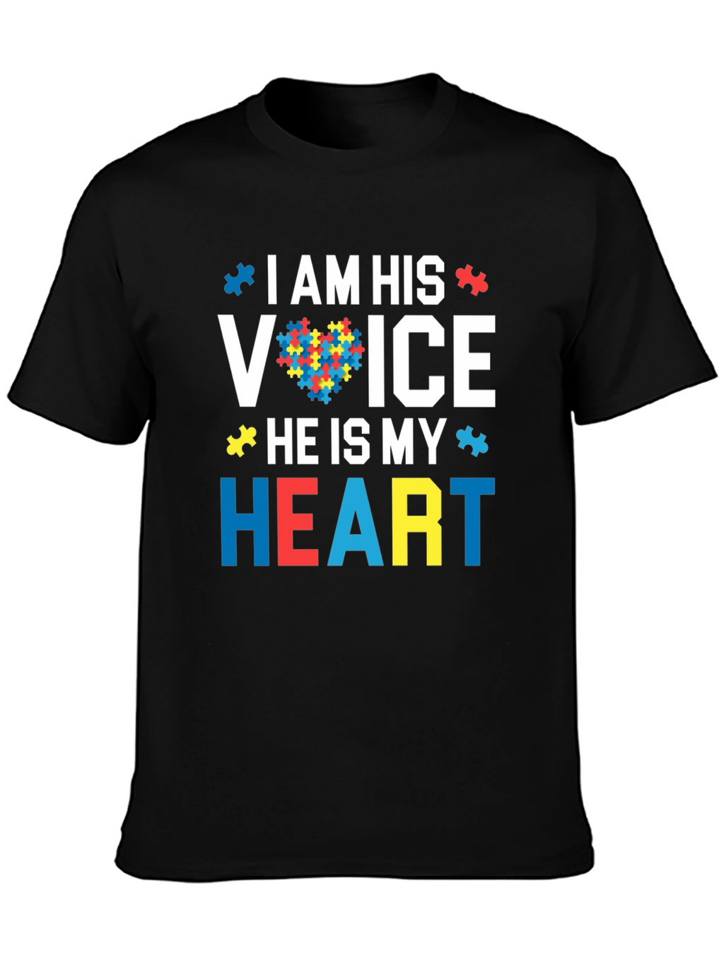 Autism Awareness Heart T-Shirt - I Am His Voice
