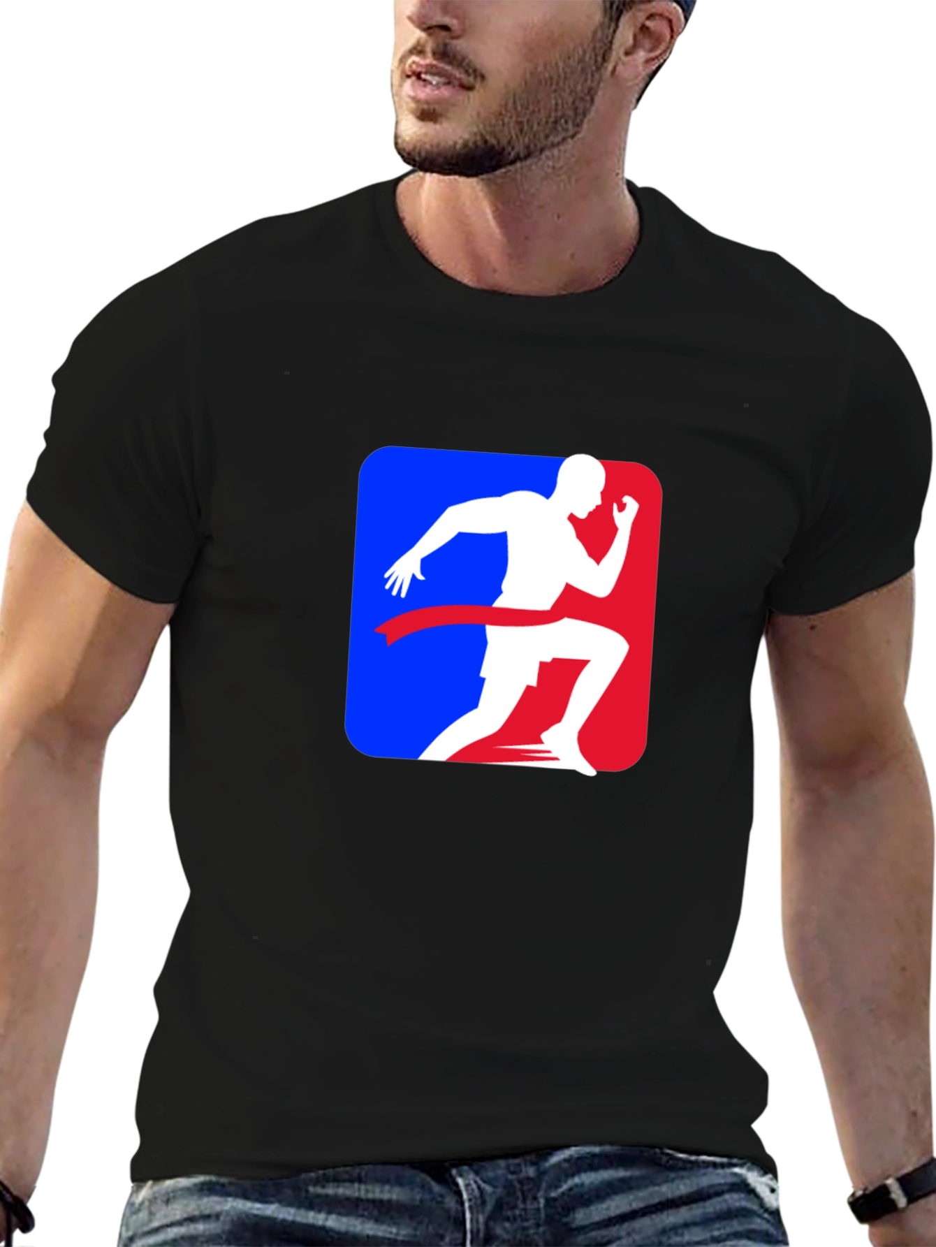 Runners Finish Line Graphic Tee - Black Cotton Blend Shirt