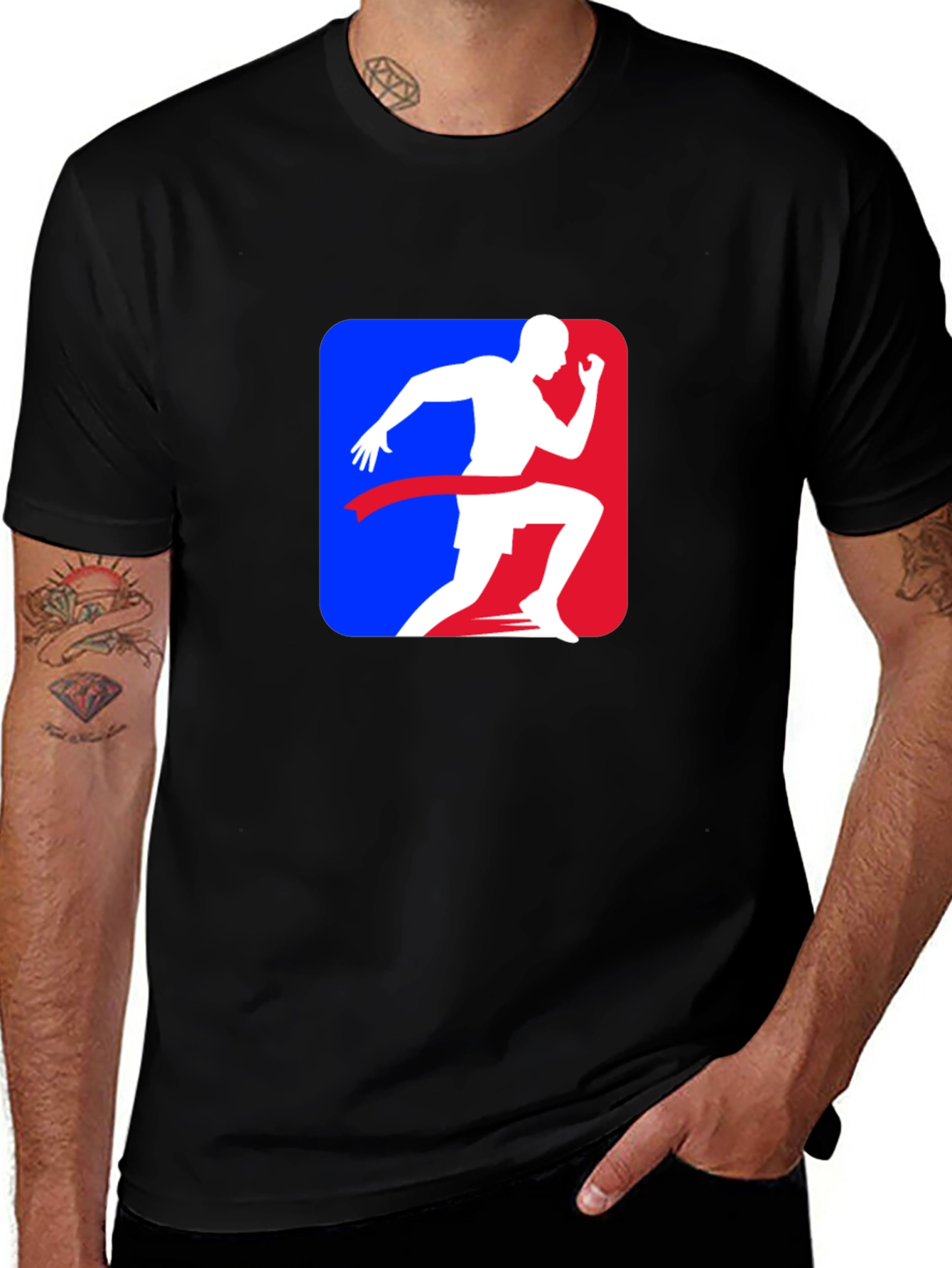 Runners Finish Line Graphic Tee - Black Cotton Blend Shirt