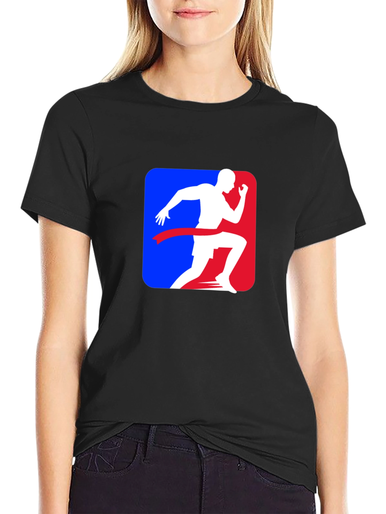 Runners Finish Line Graphic Tee - Black Cotton Blend Shirt