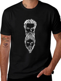 Mens Black T-Shirt with Graphic Portraits