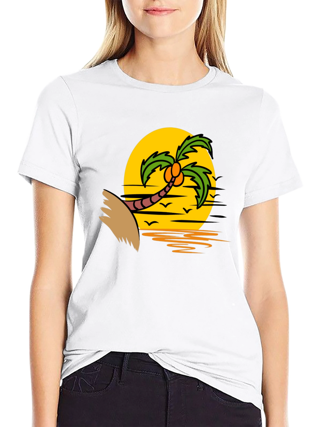 Tropical Sunset Palm Tree Graphic T-Shirt