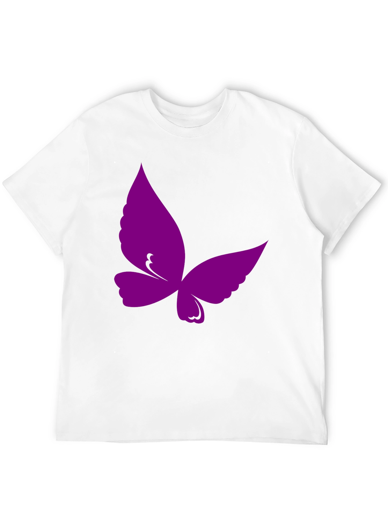 Purple Butterfly Graphic Black T-Shirt