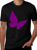 Purple Butterfly Graphic Black T-Shirt