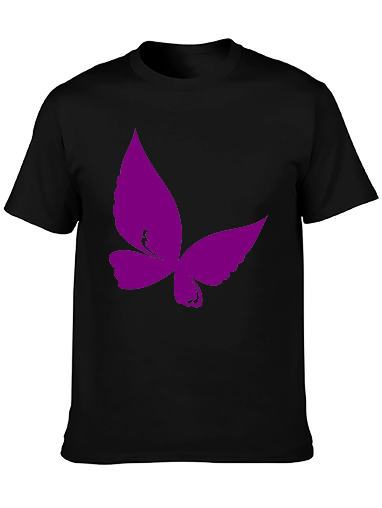 Purple Butterfly Graphic Black T-Shirt