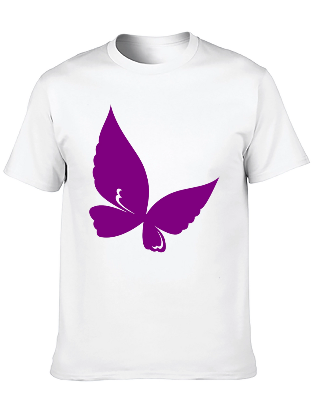 Purple Butterfly Graphic Black T-Shirt