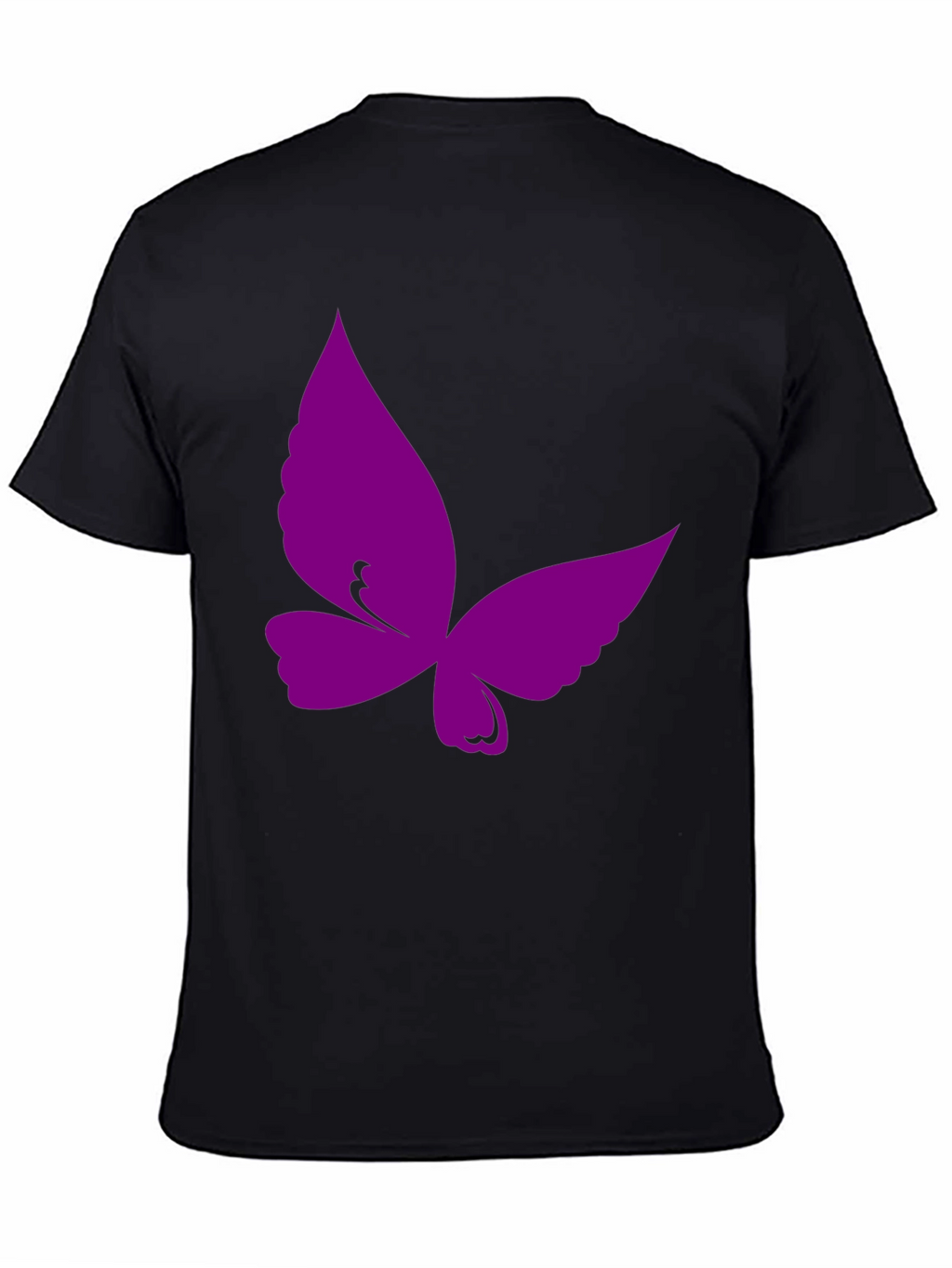 Purple Butterfly Graphic Black T-Shirt