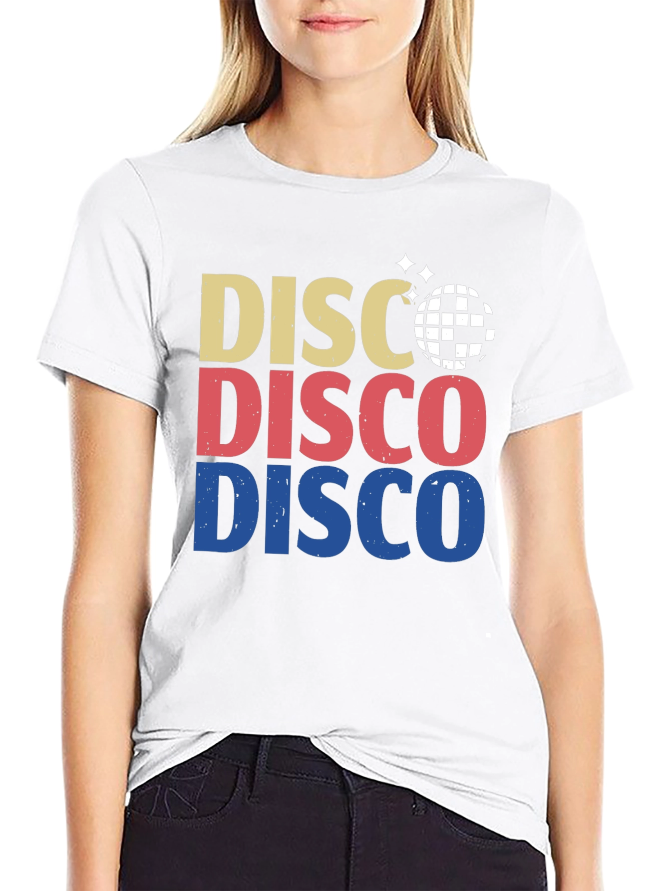Retro Disco Ball Graphic Tee - Black Cotton T-Shirt