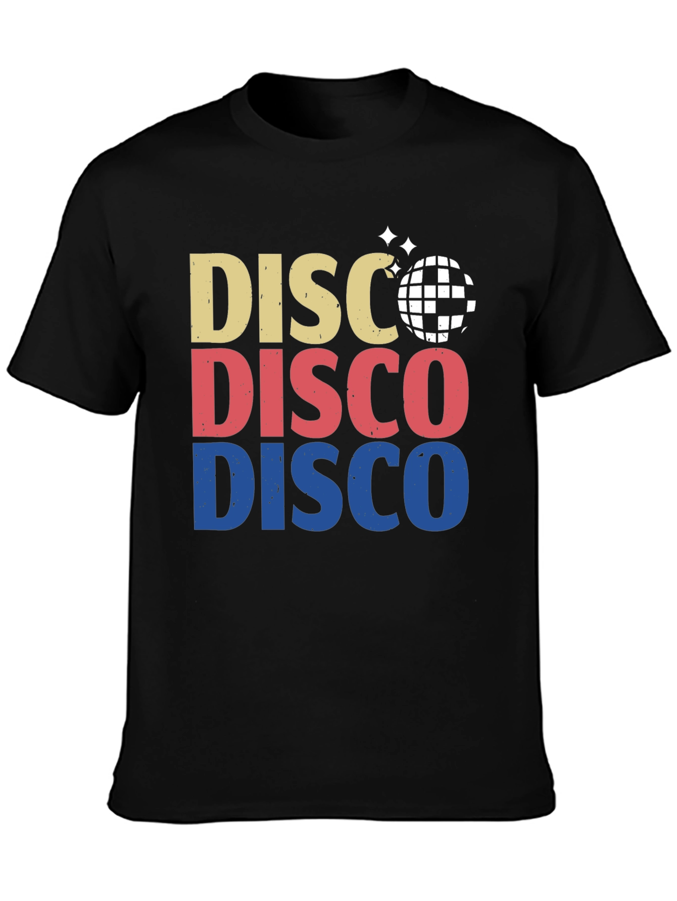 Retro Disco Ball Graphic Tee - Black Cotton T-Shirt