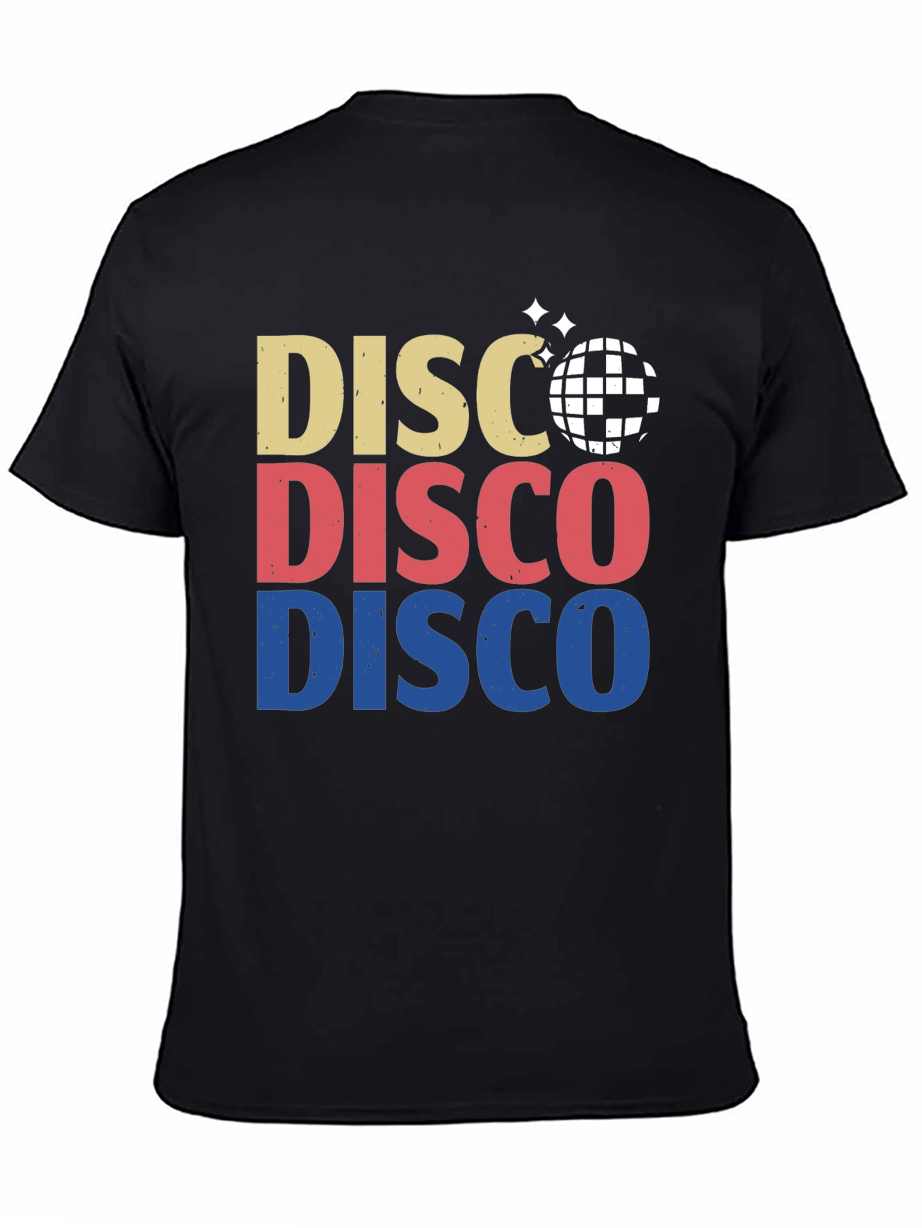 Retro Disco Ball Graphic Tee - Black Cotton T-Shirt
