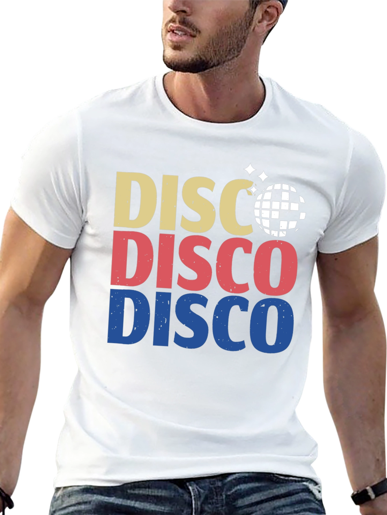 Retro Disco Ball Graphic Tee - Black Cotton T-Shirt