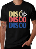 Retro Disco Ball Graphic Tee - Black Cotton T-Shirt