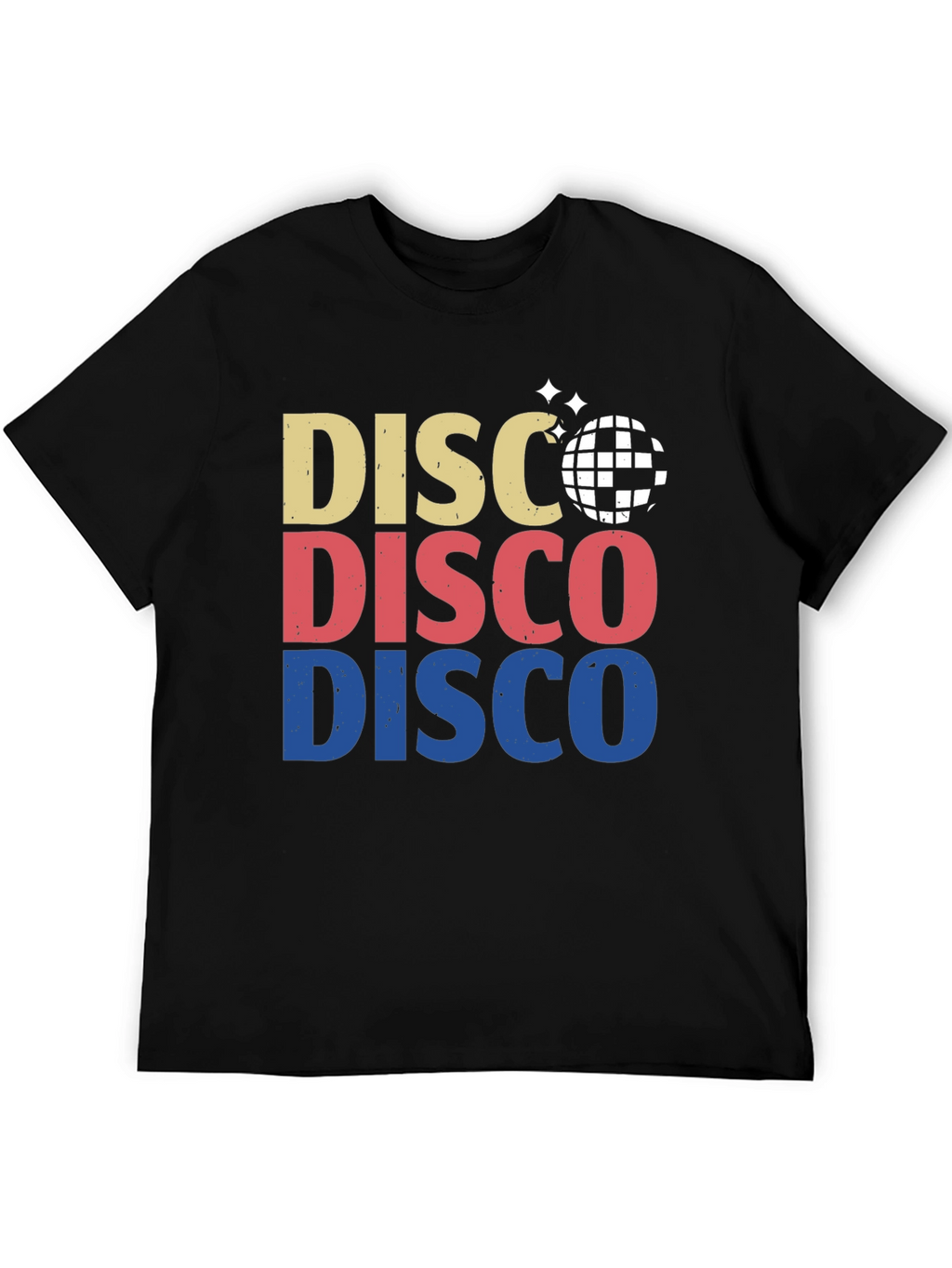 Retro Disco Ball Graphic Tee - Black Cotton T-Shirt