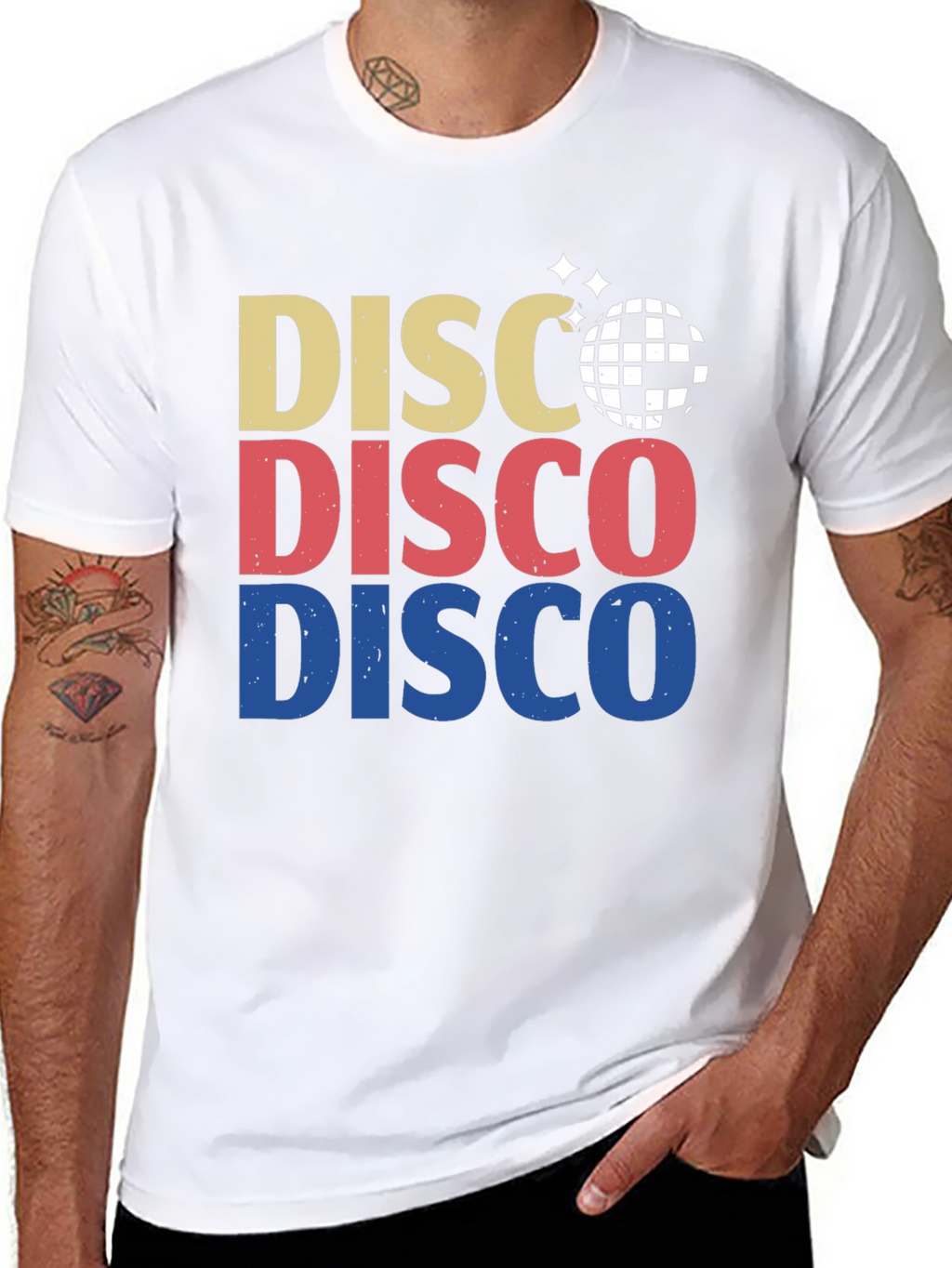 Retro Disco Ball Graphic Tee - Black Cotton T-Shirt
