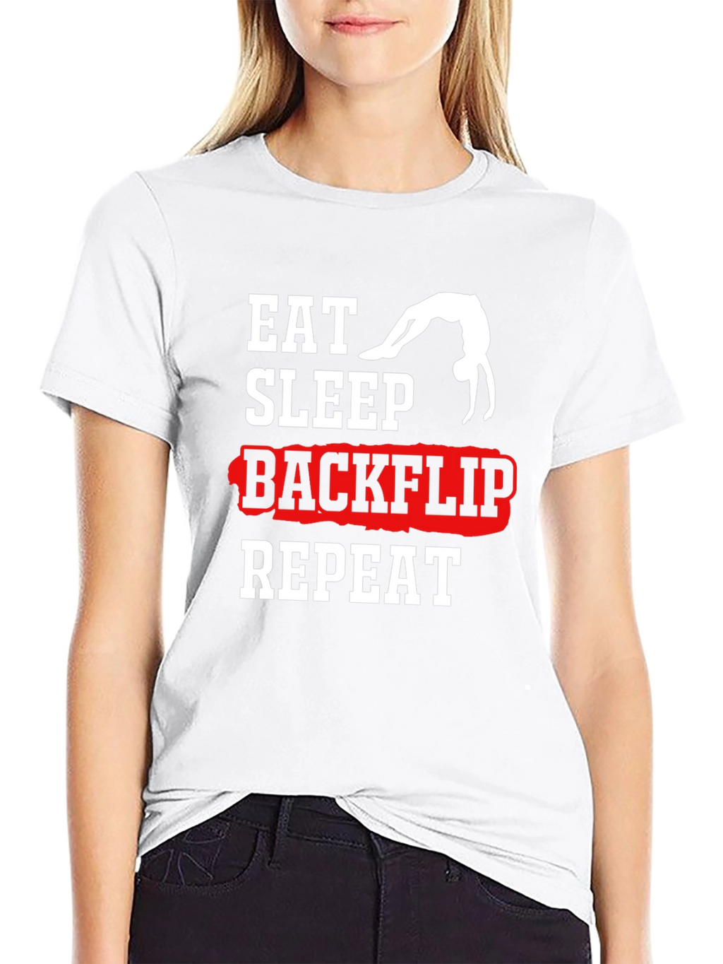 Eat Sleep Backflip Repeat Black T-Shirt