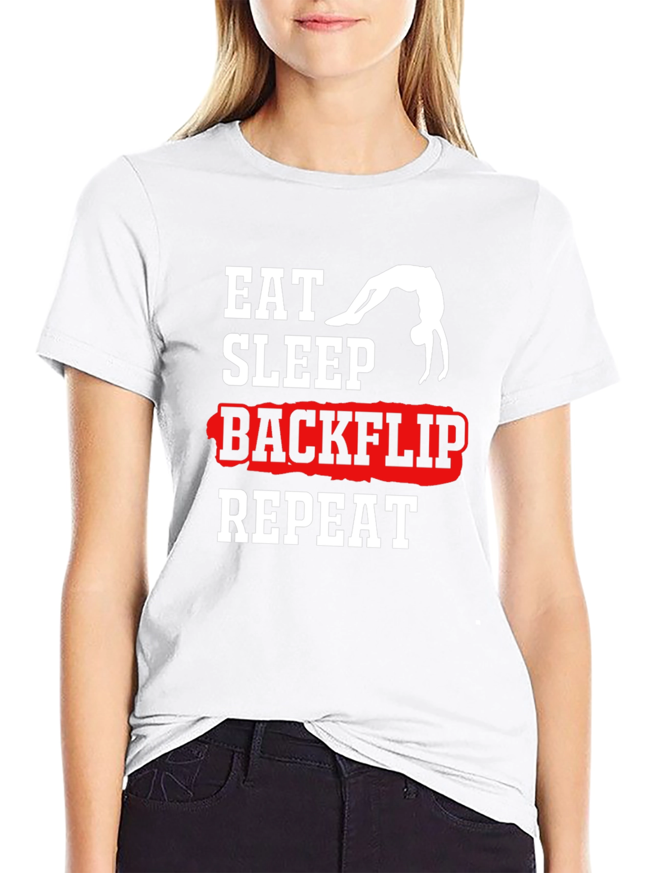 Eat Sleep Backflip Repeat Black T-Shirt