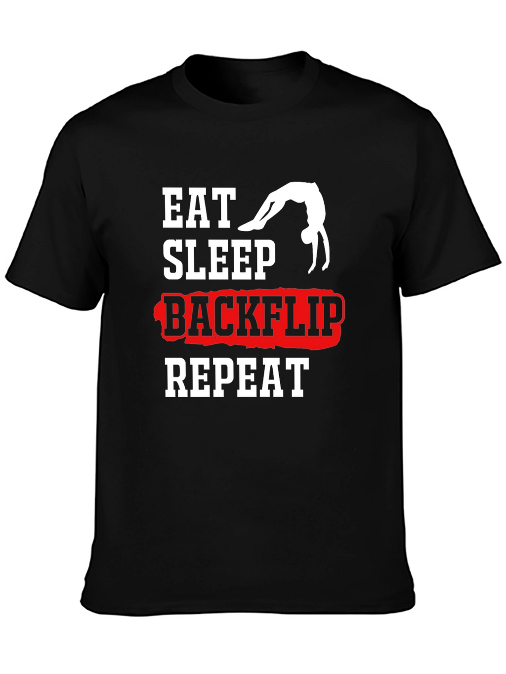 Eat Sleep Backflip Repeat Black T-Shirt
