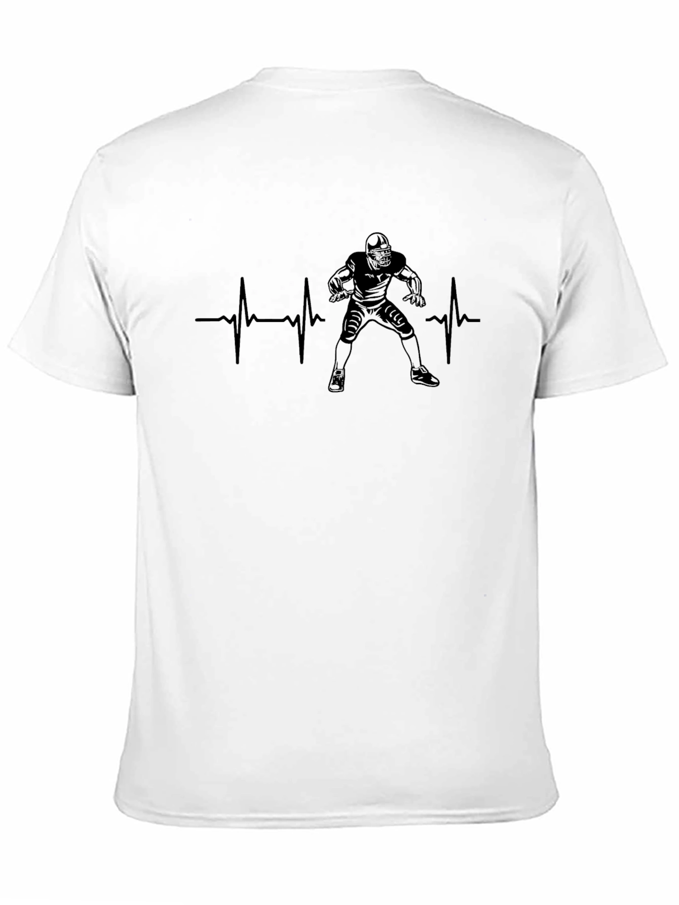 Football Heartbeat T-Shirt - Black