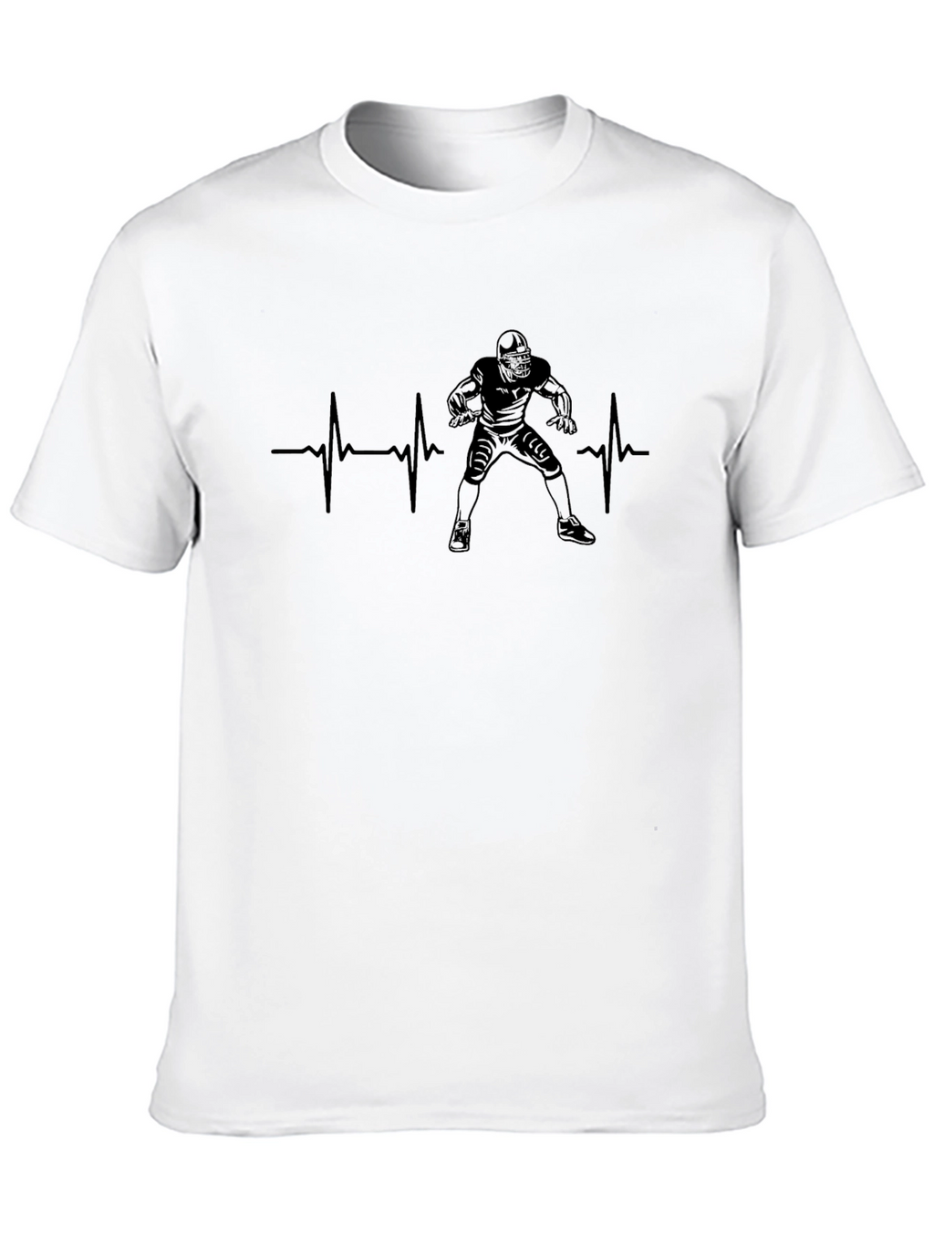 Football Heartbeat T-Shirt - Black