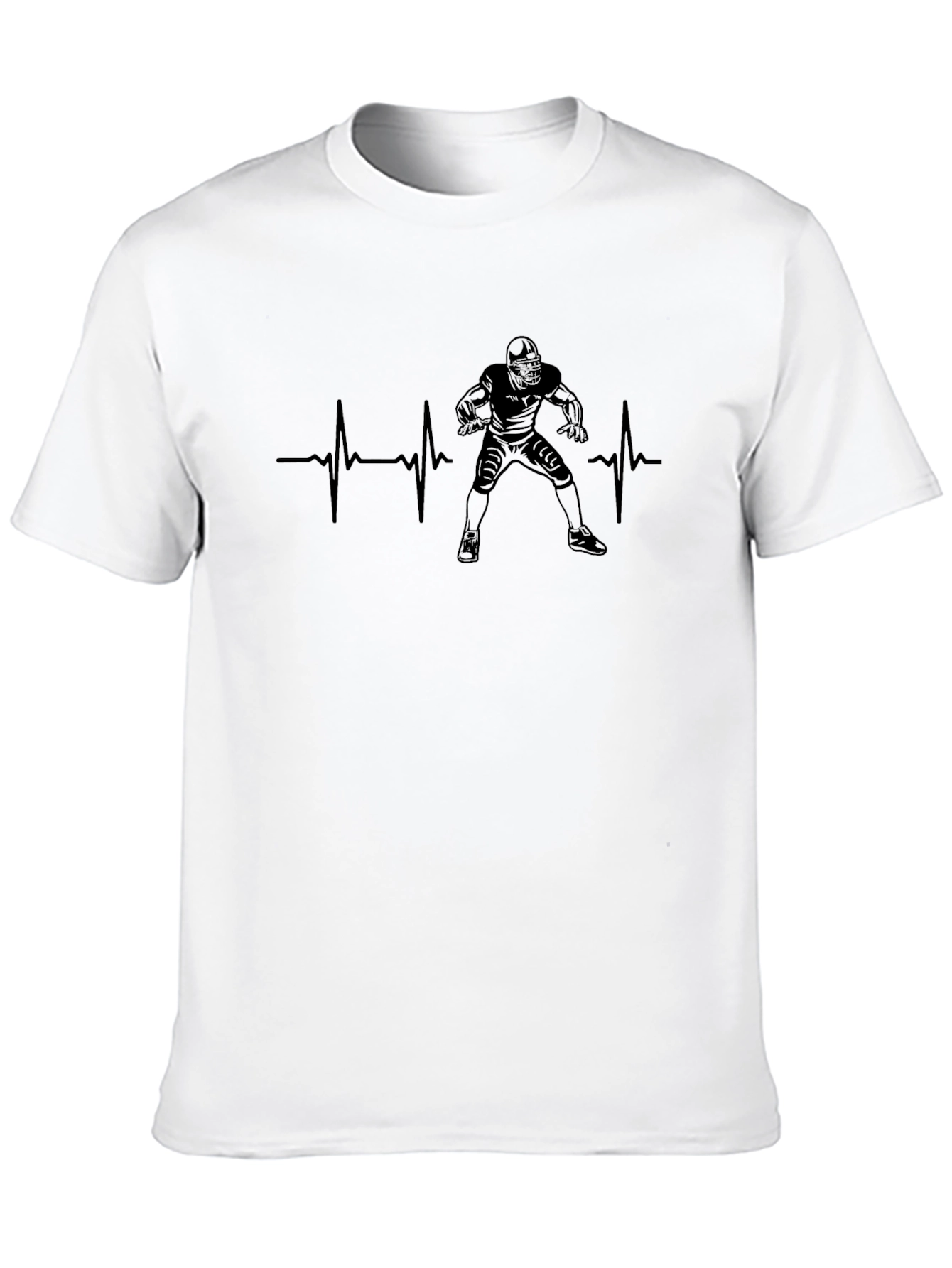 Football Heartbeat T-Shirt - Black
