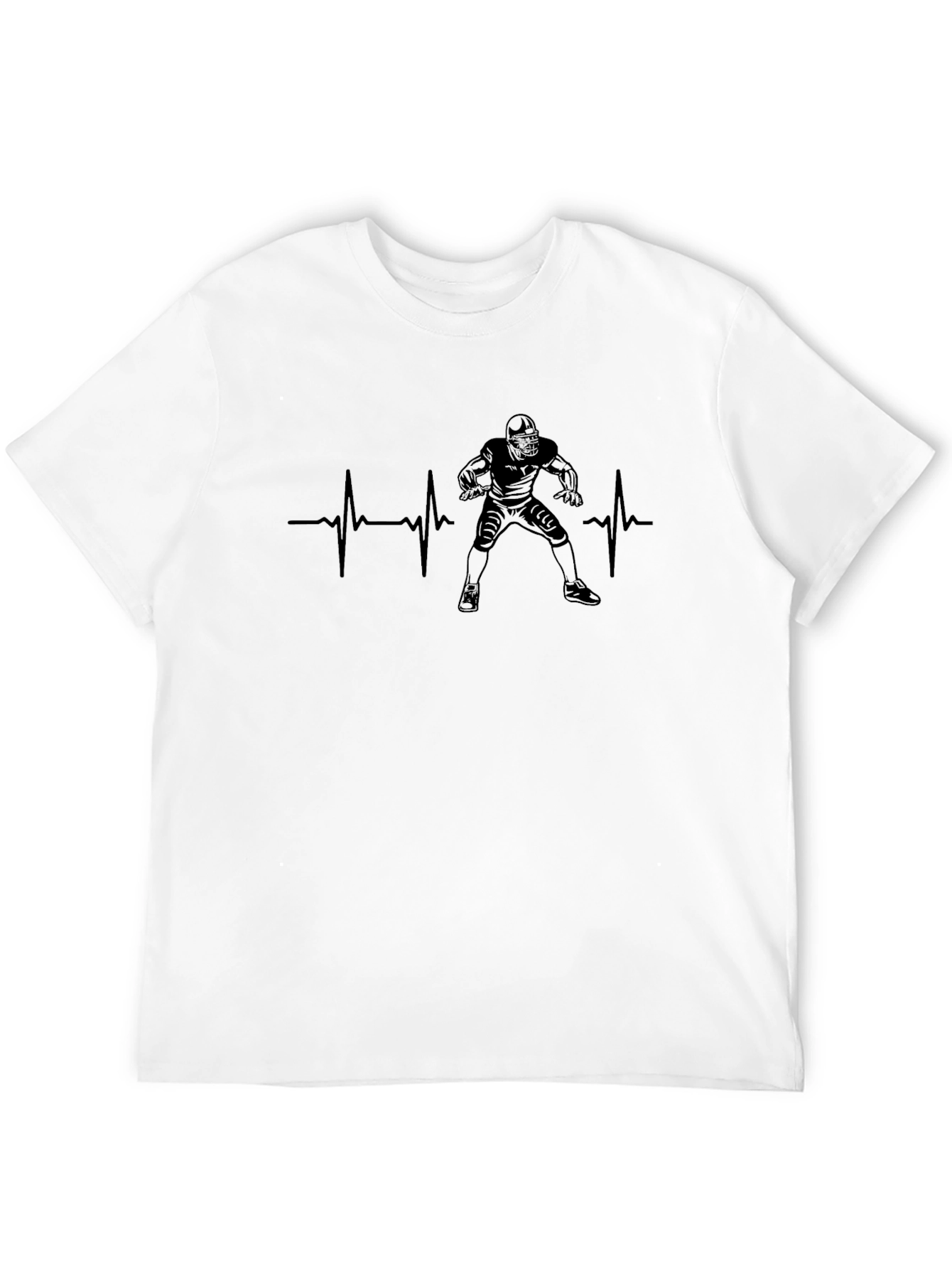 Football Heartbeat T-Shirt - Black