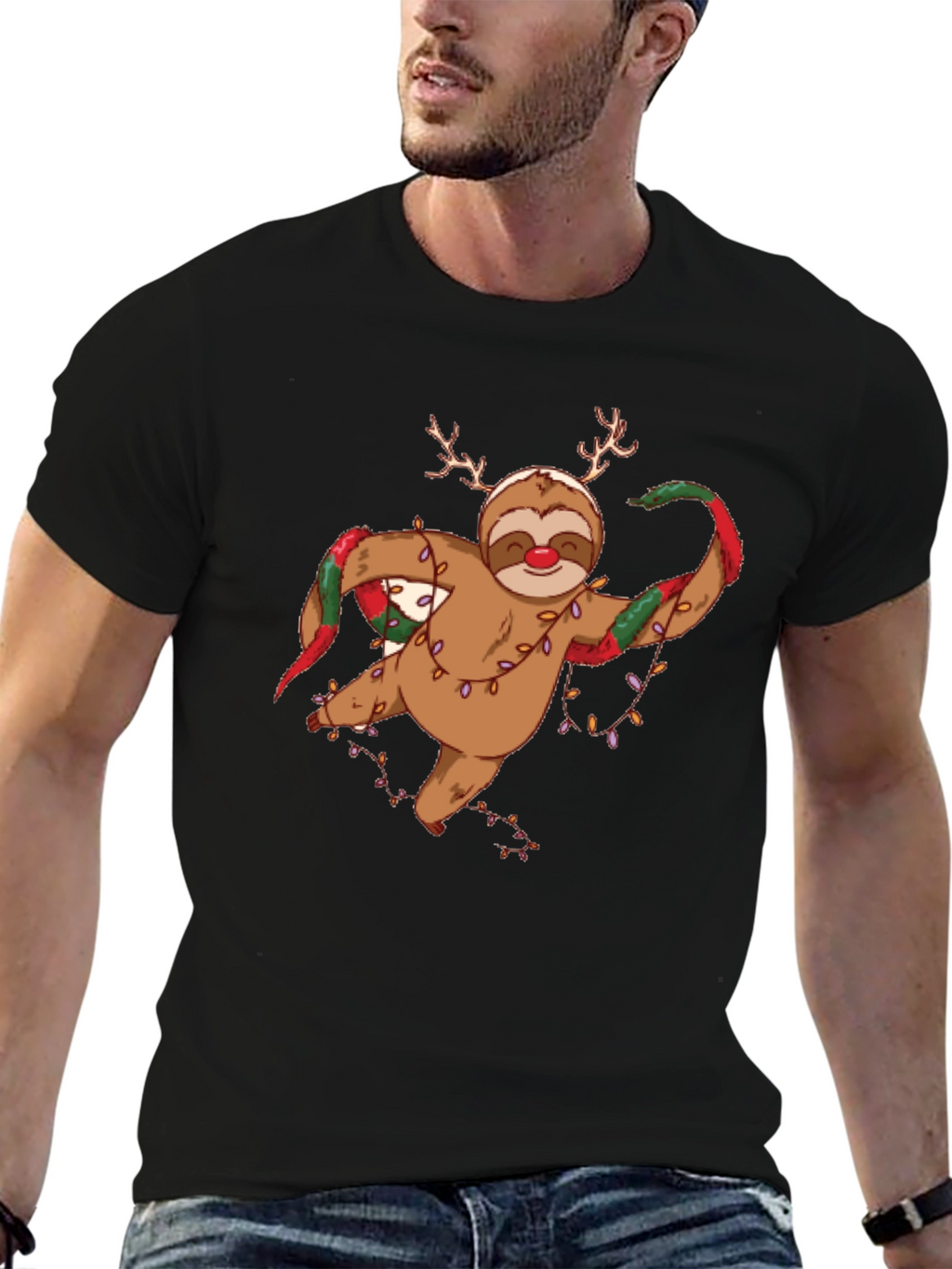 Holiday Sloth T-Shirt - Christmas Antlers