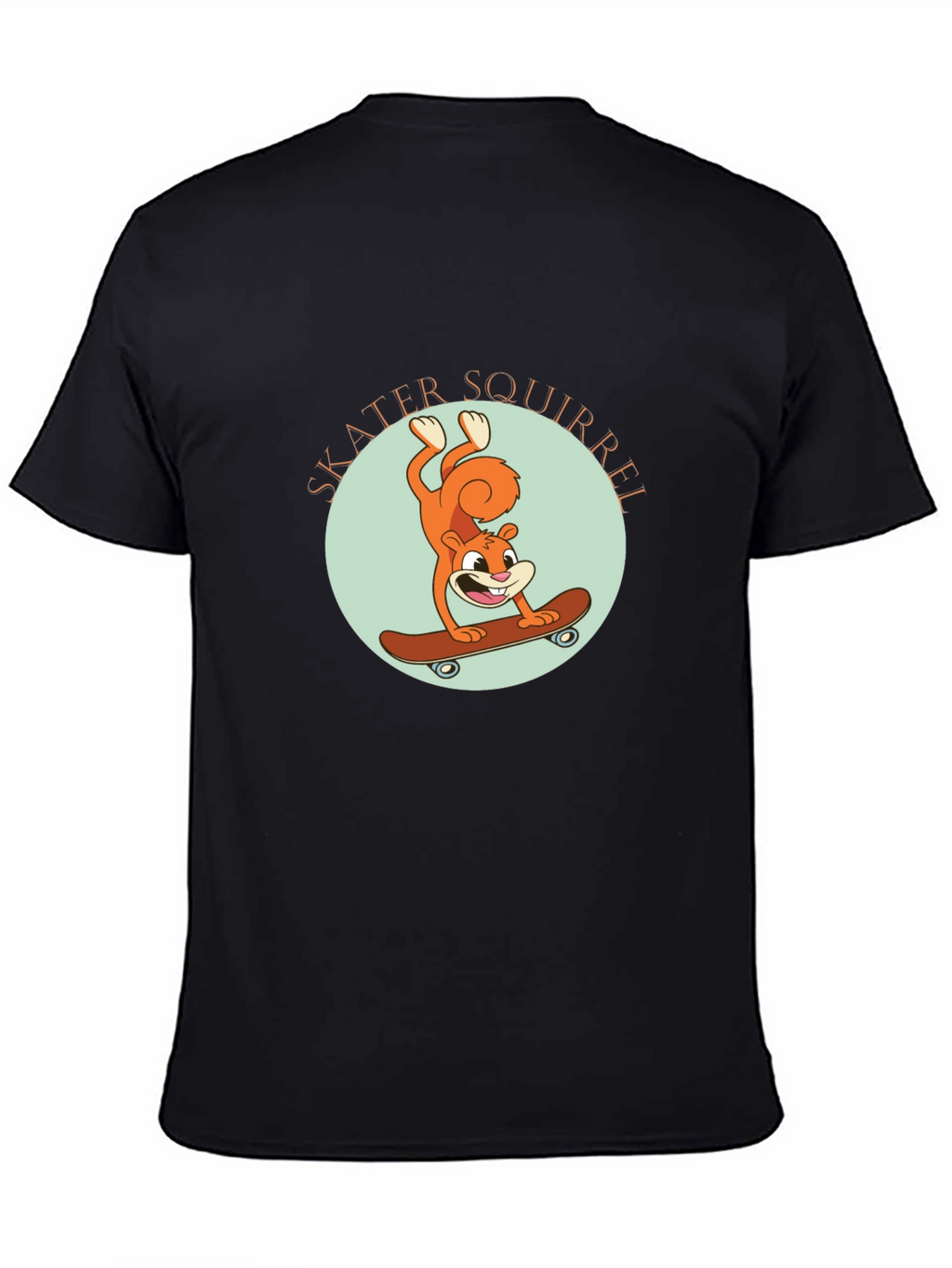 Skater Squirrel Black Graphic Tee
