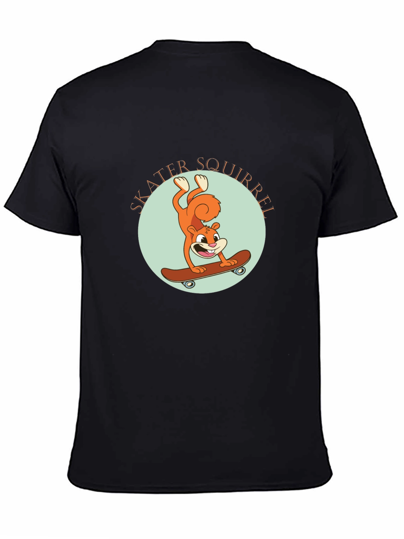 Skater Squirrel Black Graphic Tee