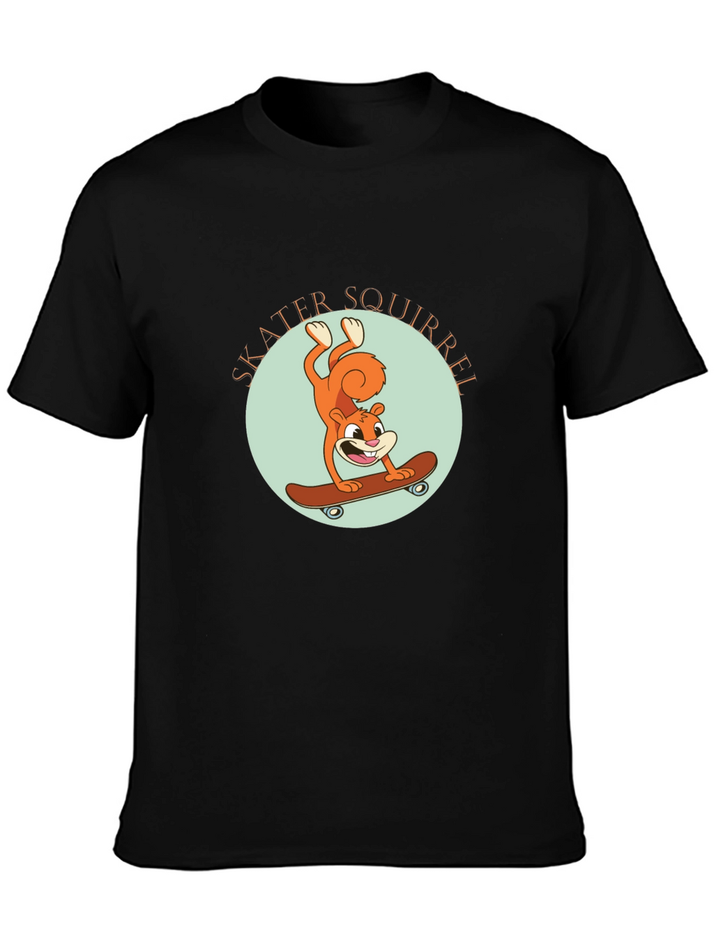 Skater Squirrel Black Graphic Tee