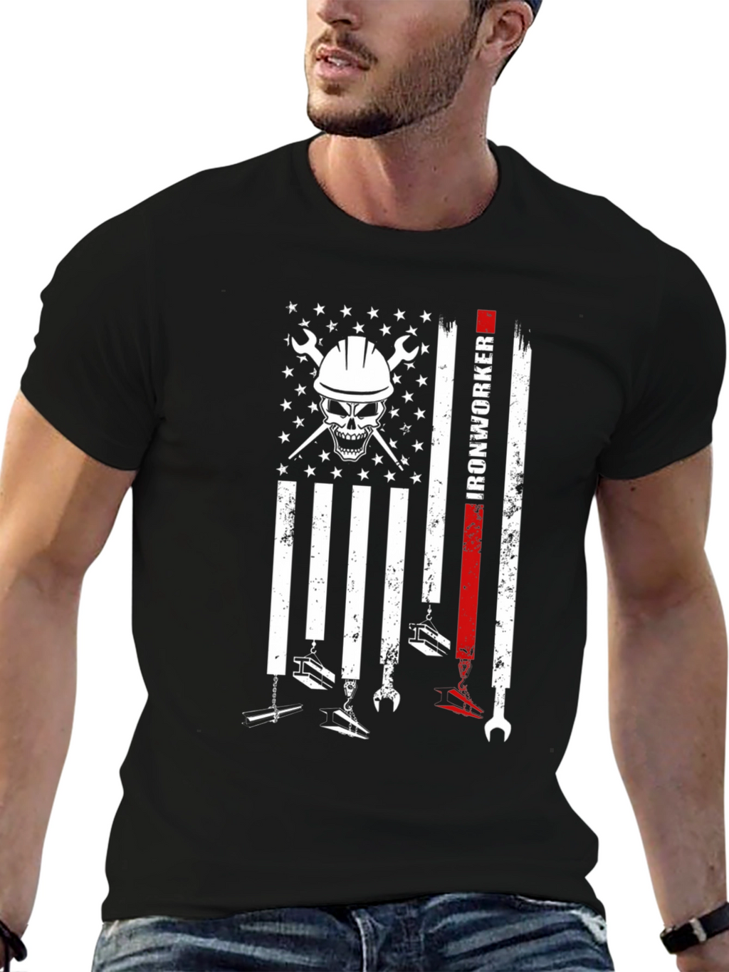 Ironworker Skull Flag T-Shirt