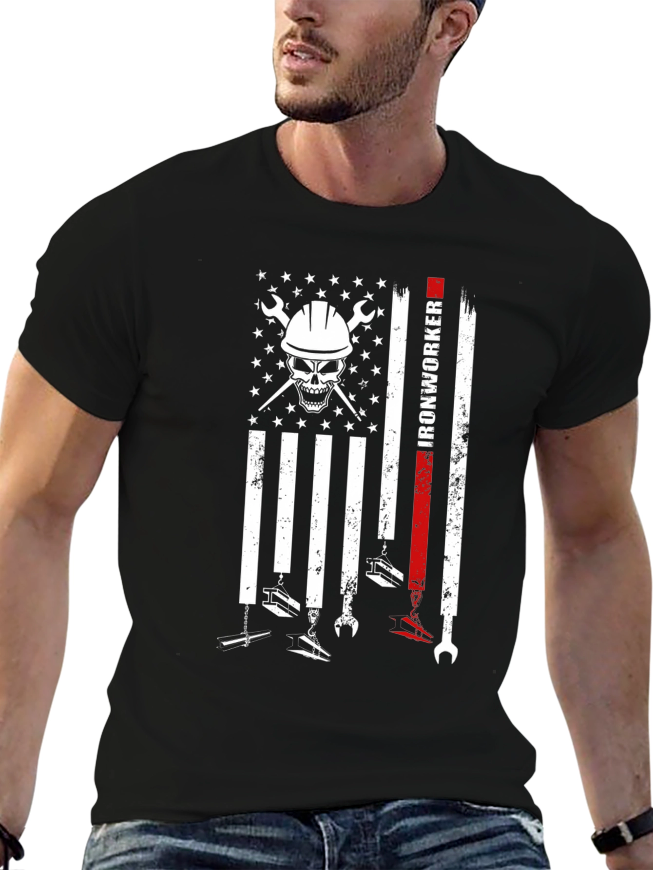 Ironworker Skull Flag T-Shirt